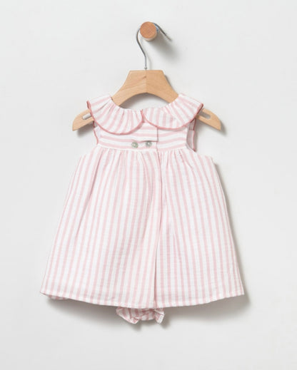 Vestido de bebé niña, en rayas, con braguita - Coco Acqua - Detalle 1 - Moda Infantil Chicle
