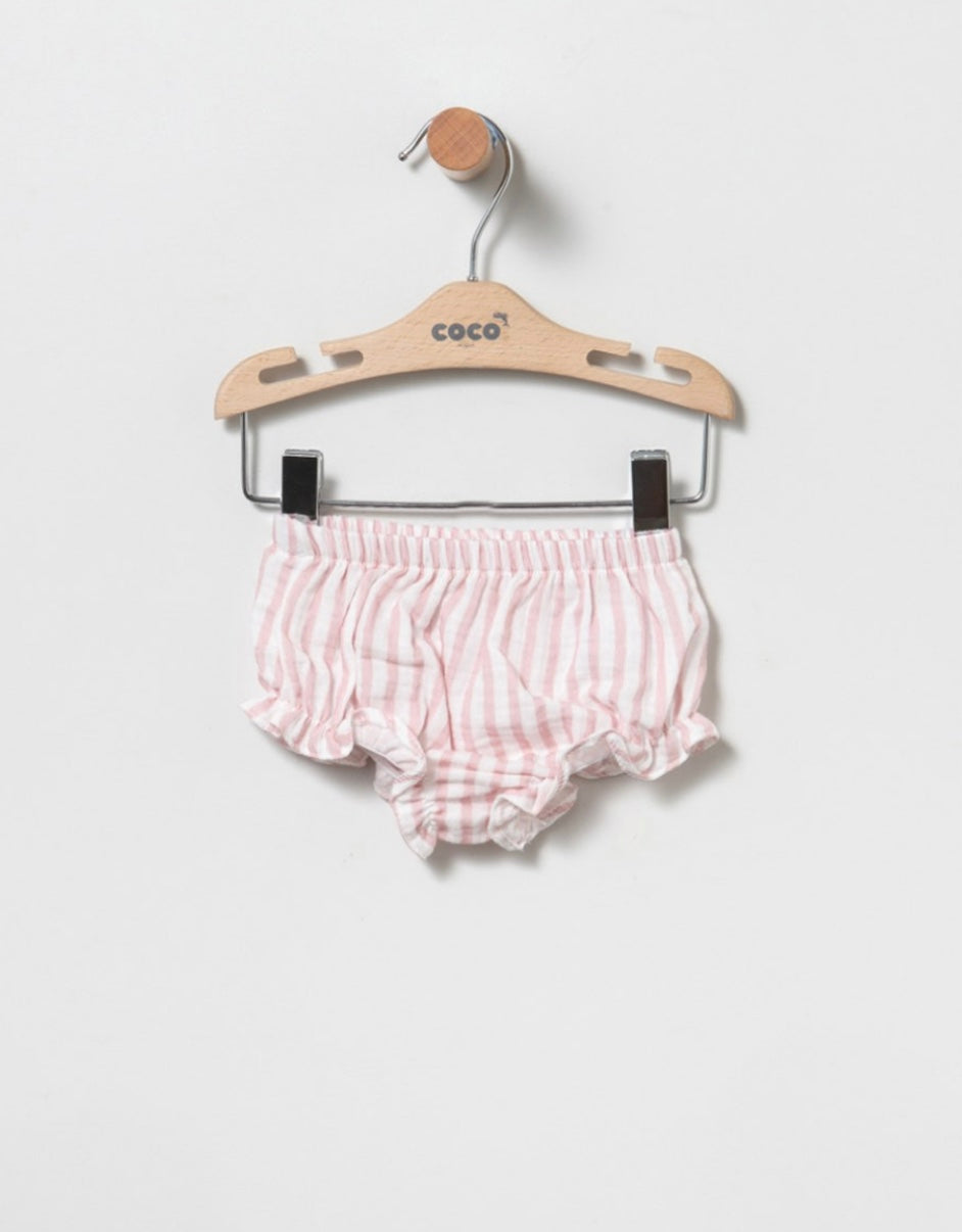 Vestido de bebé niña, en rayas, con braguita - Coco Acqua - Detalle 2 - Moda Infantil Chicle