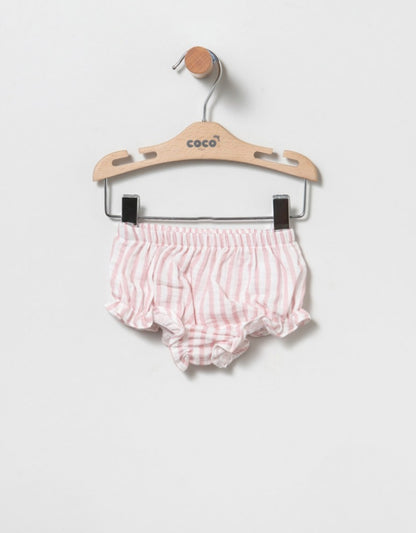 Vestido de bebé niña, en rayas, con braguita - Coco Acqua - Detalle 2 - Moda Infantil Chicle