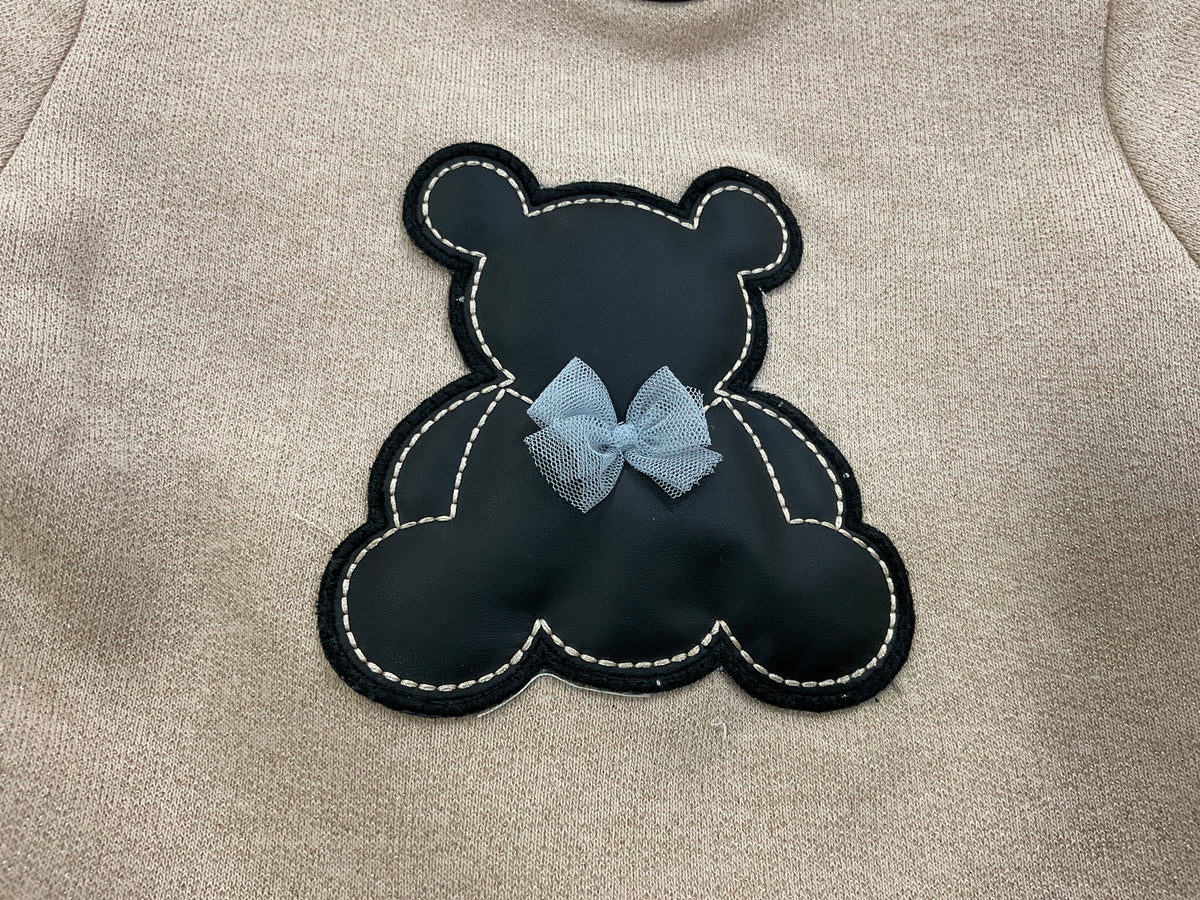 Vestido de ni�a beige dorado con brillos - Basmarti invierno 2024 - Detalle 1 - Moda Infantil Chicle