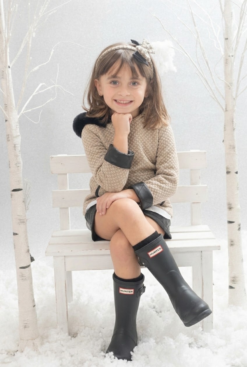 Vestido de ni�a beige y negro Ontario- Basmarti - Detalle 2 - Moda Infantil Chicle