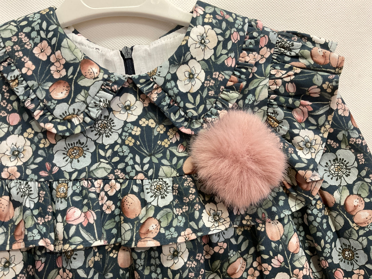 Vestido de ni�a con estampado de invierno 2024 de Basmarti - Detalle 2 - Moda Infantil Chicle