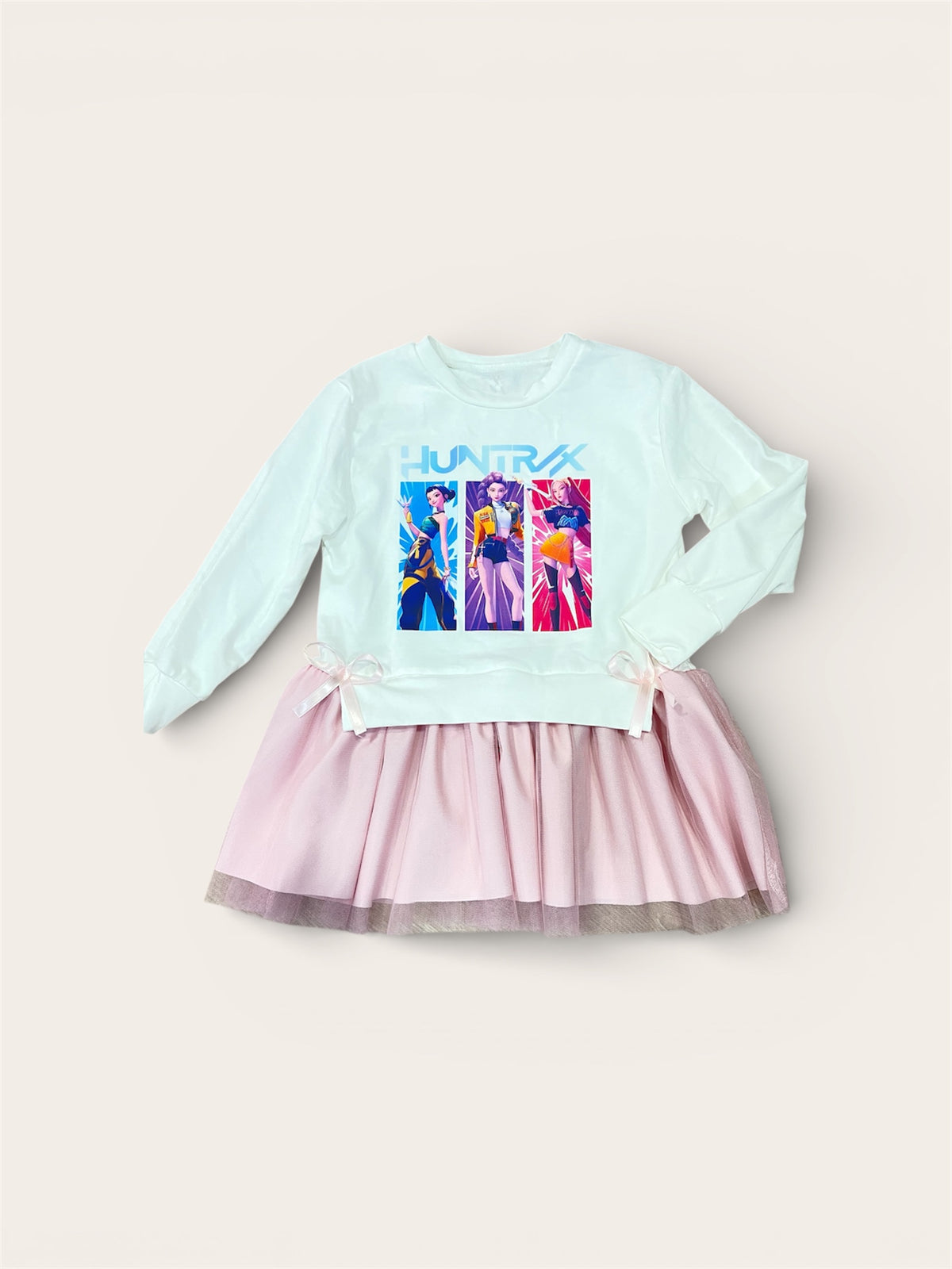 Vestido falda tul rosa de ni�a K-pop - Pronta Moda - Frontal - Moda Infantil Chicle