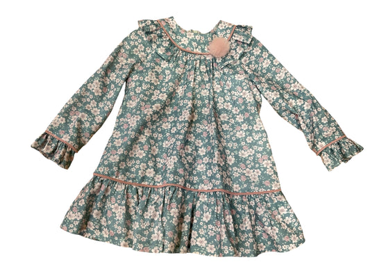 Vestido floral de niña - Basmarti invierno 2024 - Frontal - Moda Infantil Chicle