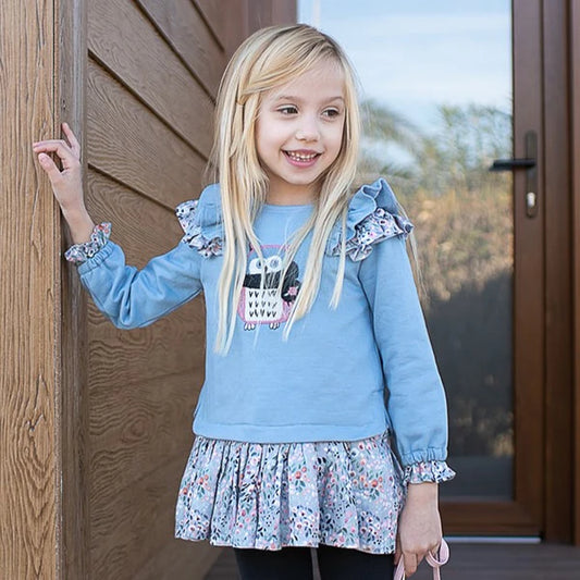 Vestido invierno 2024 Coco Acqua en azul - Frontal - Moda Infantil Chicle