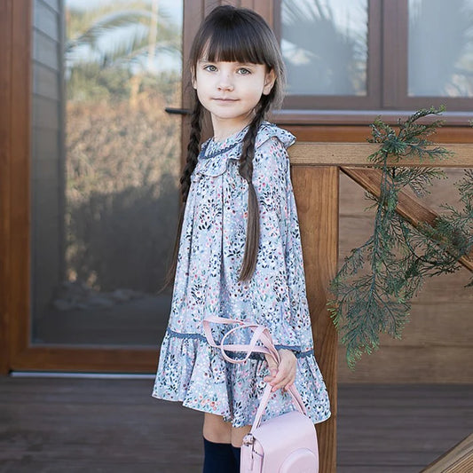 Vestido invierno de manga larga - Coco Acqua 2024 - Frontal - Moda Infantil Chicle