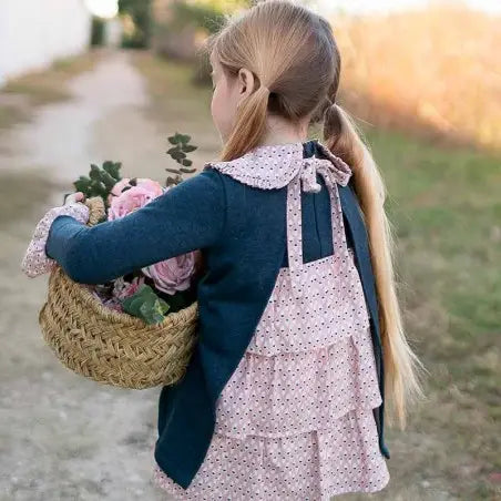 Vestido invierno en azul marengo - Coco Acqua 2024 - Detalle 3 - Moda Infantil Chicle