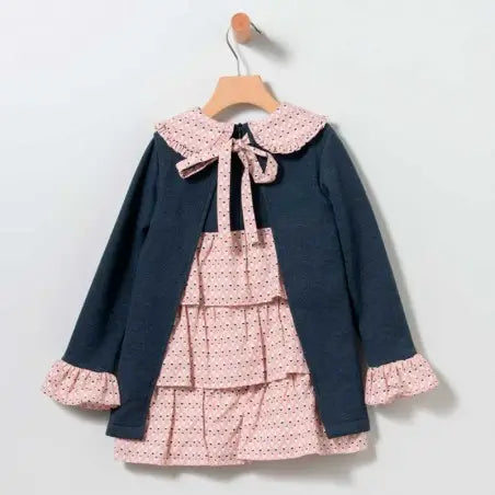Vestido invierno en azul marengo - Coco Acqua 2024 - Detalle 5 - Moda Infantil Chicle