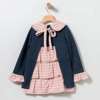 Vestido invierno en azul marengo - Coco Acqua 2024 - Detalle 5 - Moda Infantil Chicle