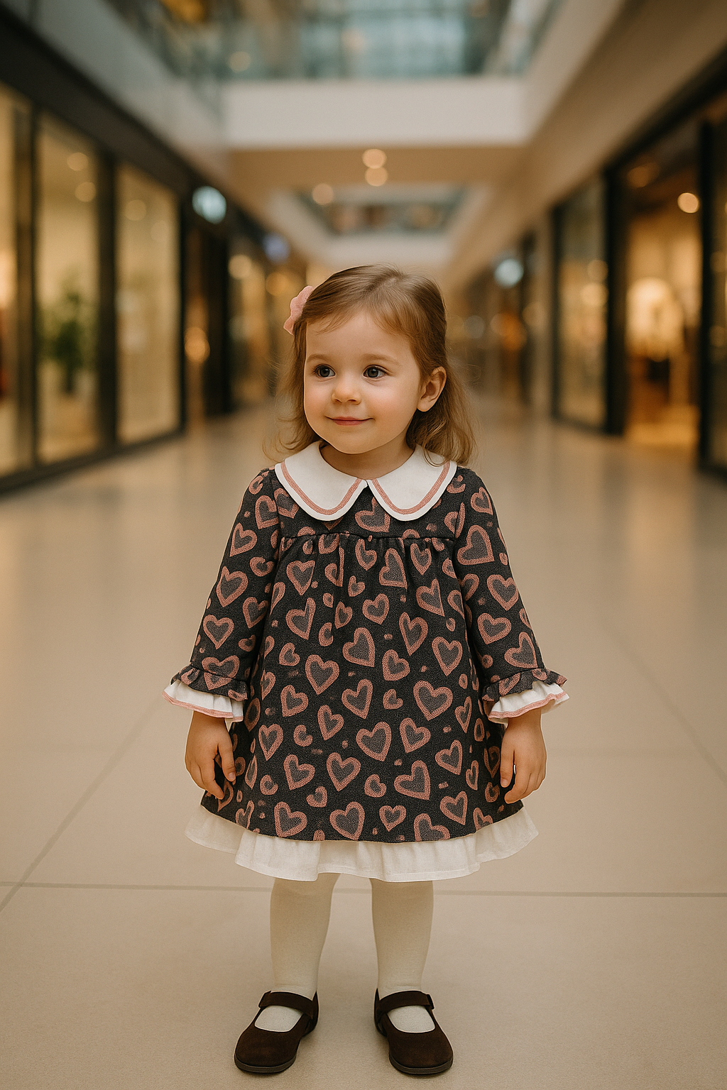 Vestido ni�a beb� con corazones - Basmarti invierno 2024 - Detalle 2 - Moda Infantil Chicle