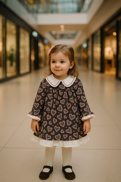 Vestido ni�a beb� con corazones - Basmarti invierno 2024 - Detalle 2 - Moda Infantil Chicle