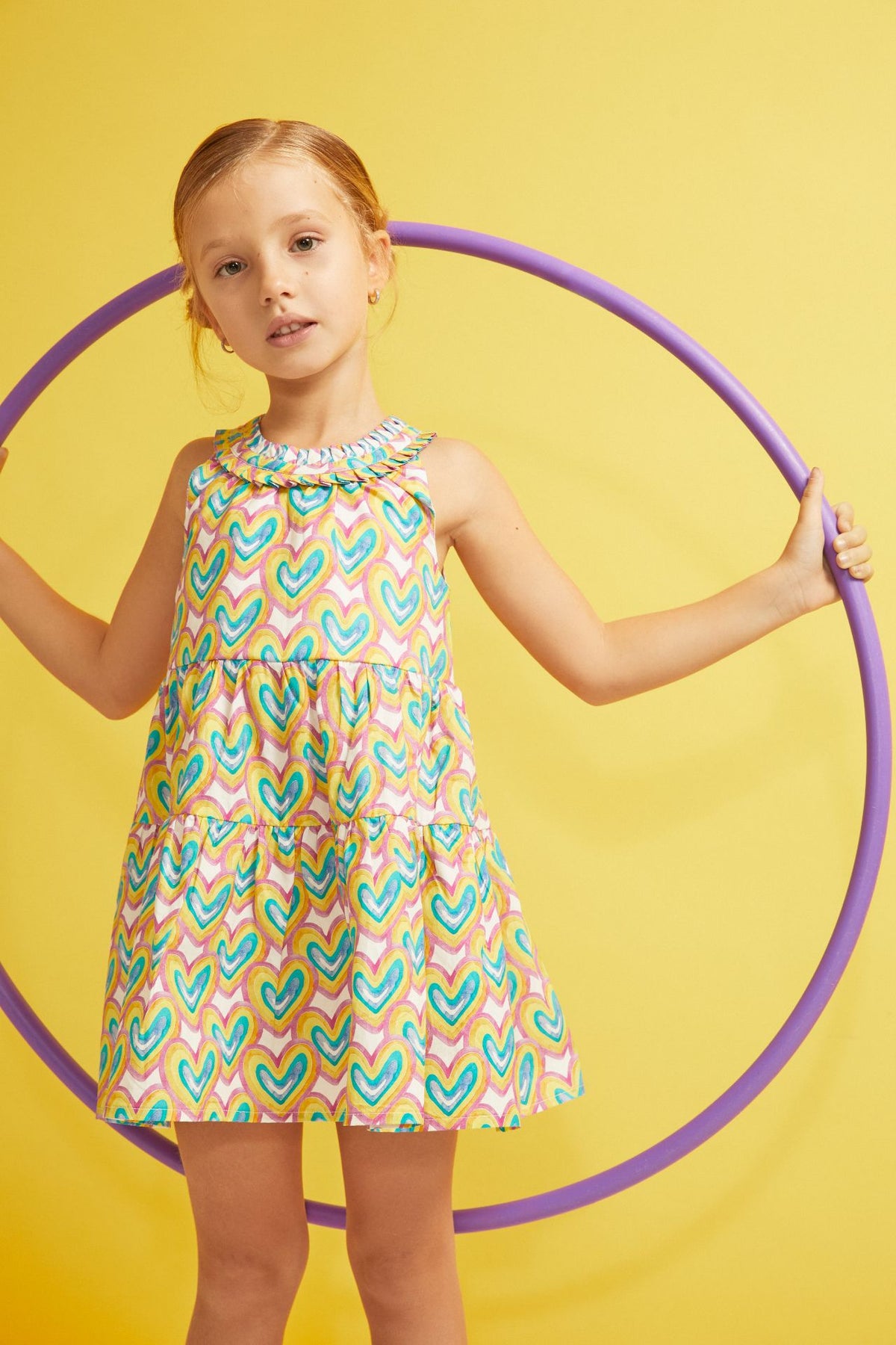 Vestido ni�a de corazones - Newness 2025 - Frontal - Moda Infantil Chicle