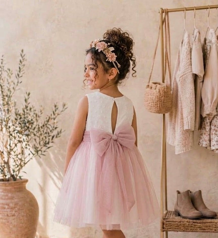 Vestido ni�a rosa empolvado de Ceremonia ?? - Detalle 1 - Moda Infantil Chicle
