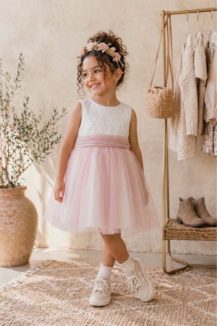 Vestido ni�a rosa empolvado de Ceremonia ?? - Detalle 5 - Moda Infantil Chicle