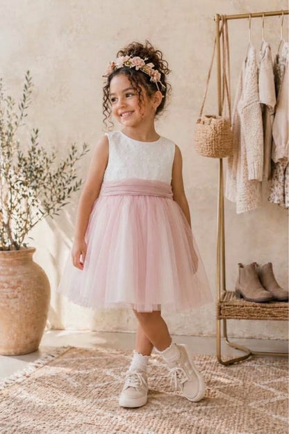 Vestido ni�a rosa empolvado de Ceremonia ?? - Detalle 5 - Moda Infantil Chicle