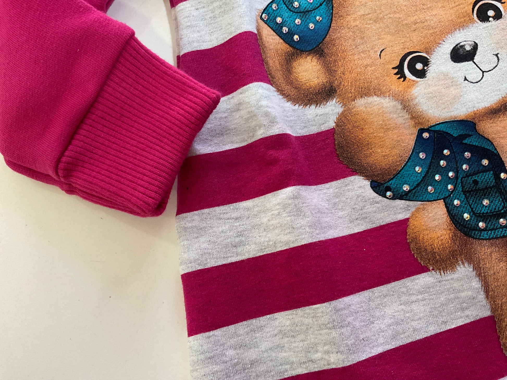 Vestido niña a rayas - Kyly invierno 2024 - Detalle 4 - Moda Infantil Chicle