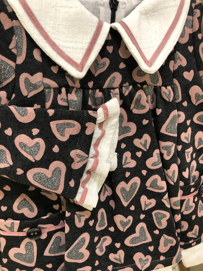 Vestido niña bebé con corazones - Basmarti invierno 2024 - Detalle 2 - Moda Infantil Chicle