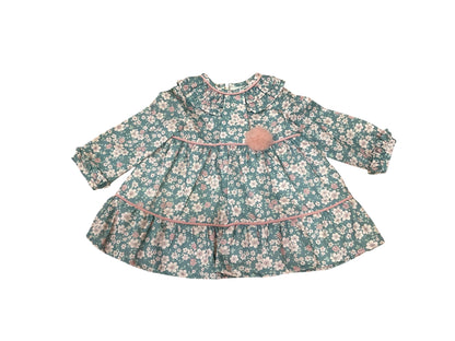 Vestido niña bebé con estampado floral - Basmarti invierno 2024 - Frontal - Moda Infantil Chicle
