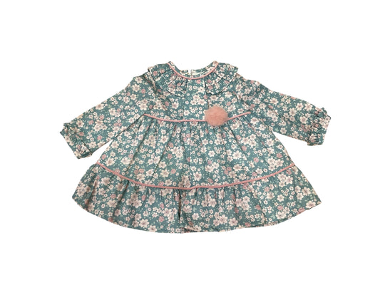 Vestido niña bebé con estampado floral - Basmarti invierno 2024 - Frontal - Moda Infantil Chicle