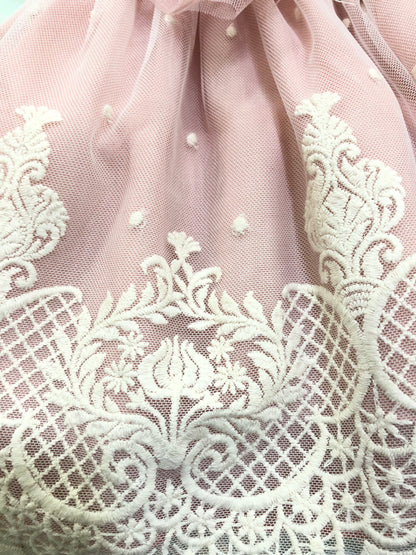 Vestido niña bebé rosa y beige - Basmarti verano 2024 - Detalle 4 - Moda Infantil Chicle
