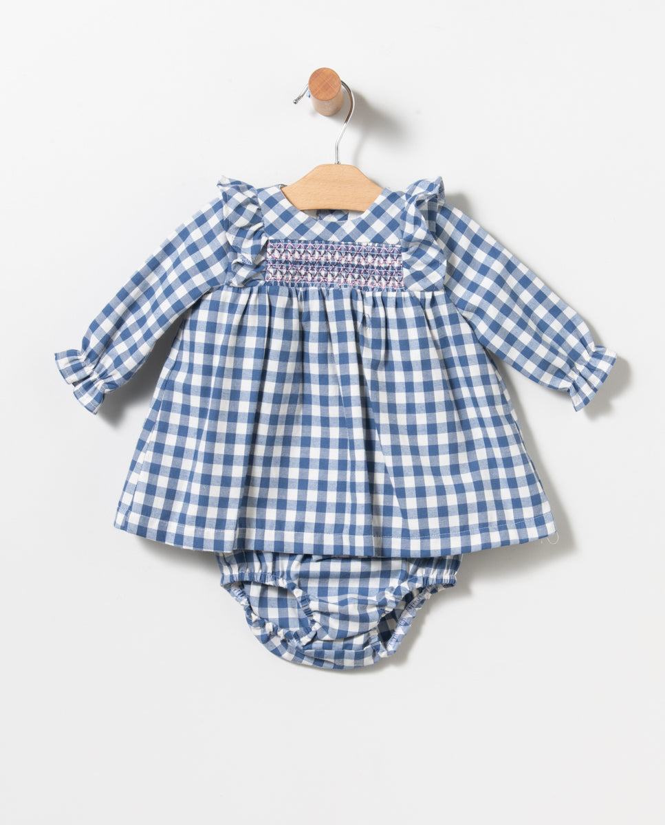 Vestido niña bebé vicky en blanco y azul - Coco Acqua - Detalle 6 - Moda Infantil Chicle