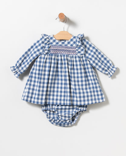 Vestido niña bebé vicky en blanco y azul - Coco Acqua - Detalle 6 - Moda Infantil Chicle