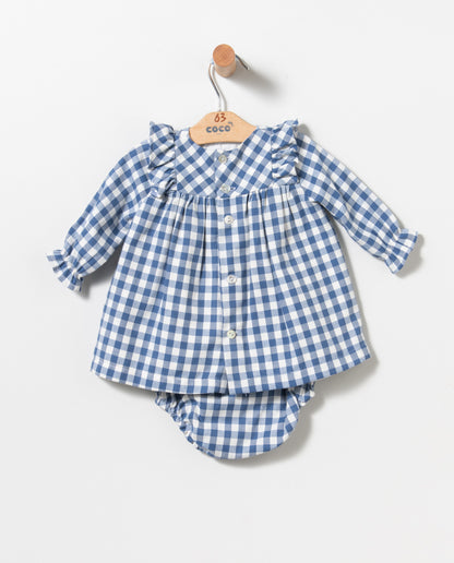 Vestido niña bebé vicky en blanco y azul - Coco Acqua - Detalle 7 - Moda Infantil Chicle
