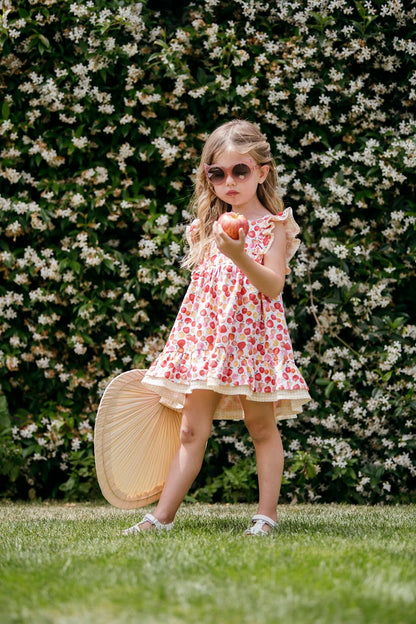 Vestido niña con estampado de manzanas - Coco Acqua - Detalle 3 - Moda Infantil Chicle