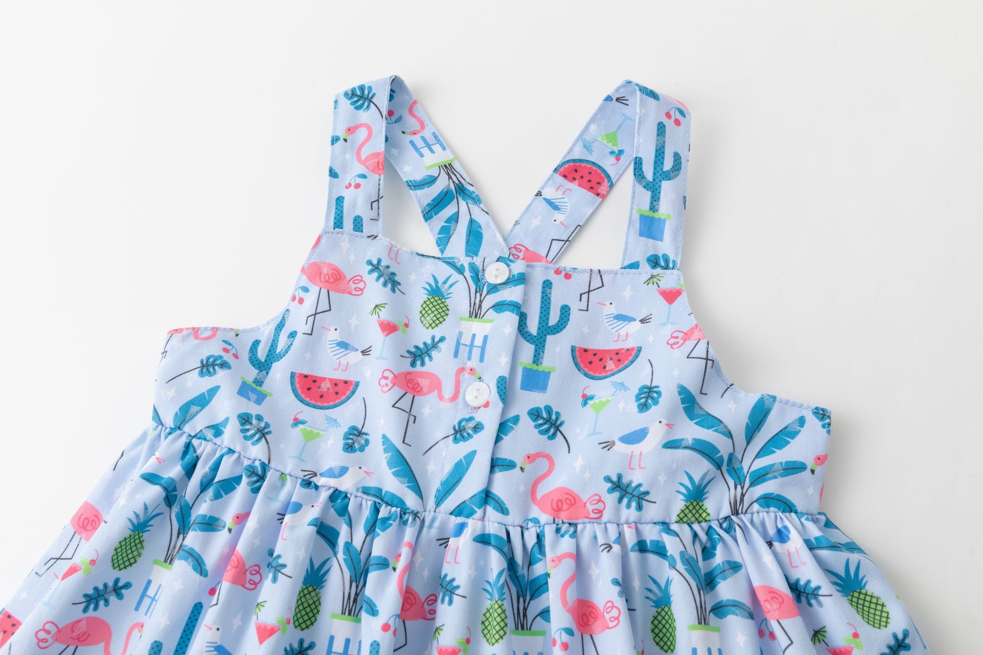 Vestido niña con tirantes cruzados primavera verano 2024 Newness - Detalle 2 - Moda Infantil Chicle
