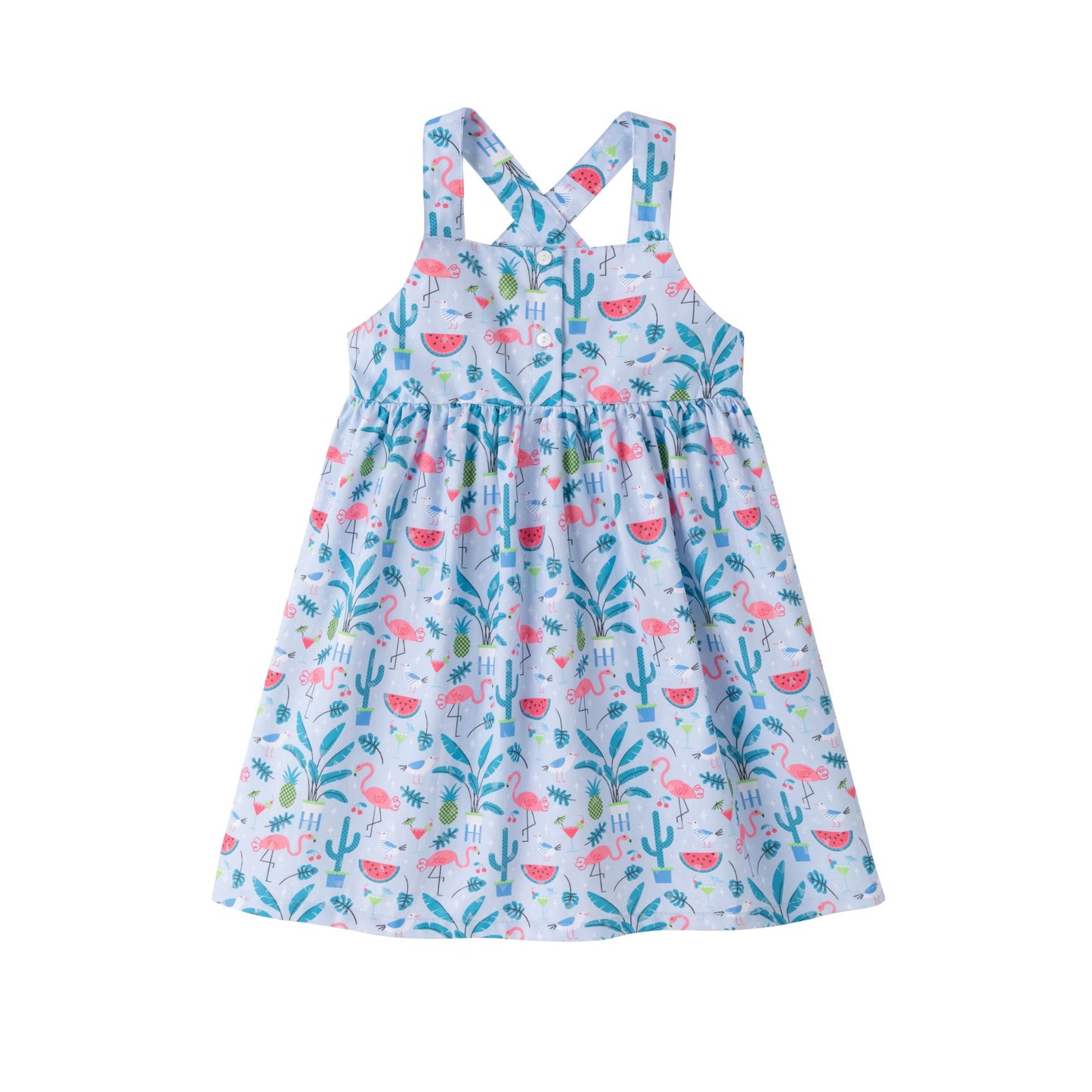Vestido niña con tirantes cruzados primavera verano 2024 Newness - Frontal - Moda Infantil Chicle