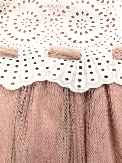 Vestido niña con tul rosa empolvado - Basmarti verano 2024 - Detalle 2 - Moda Infantil Chicle