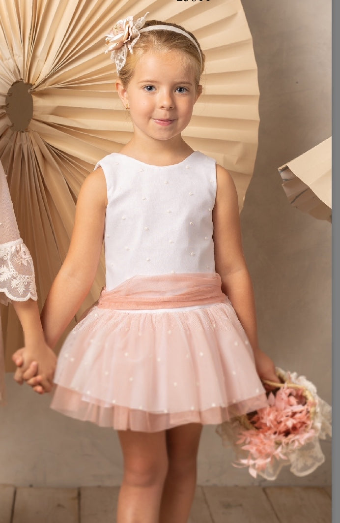 Vestido niña de talle bajo de ceremonia - Basmarti primavera -2023 - Detalle 1 - Moda Infantil Chicle