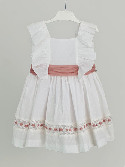Vestido niña en beige de tul - Basmarti verano 2025 - Detalle 1 - Moda Infantil Chicle
