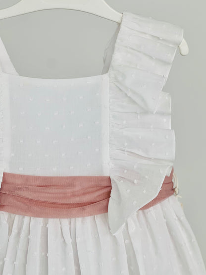 Vestido niña en beige de tul - Basmarti verano 2025 - Detalle 2 - Moda Infantil Chicle