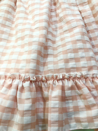 Vestido niña en rosa empolvado y blanco - Babiné verano 2023 - Detalle 3 - Moda Infantil Chicle