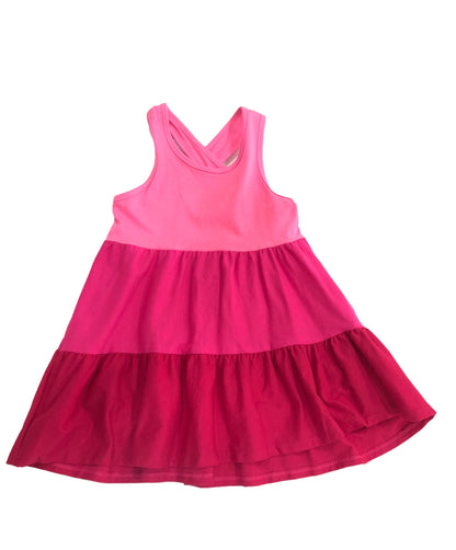Vestido niña en tres tonos de rosas - Kyly - Frontal - Moda Infantil Chicle