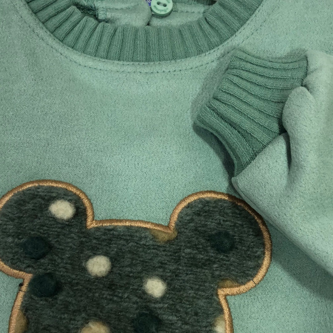 Vestido niña en verde agua invierno 2022 de Nekenia - Detalle 2 - Moda Infantil Chicle