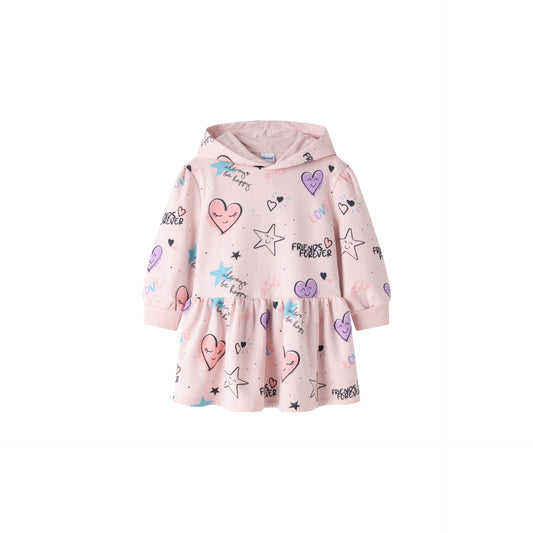 Vestido niña infantil rosa - Newness invierno 2024 - Frontal - Moda Infantil Chicle