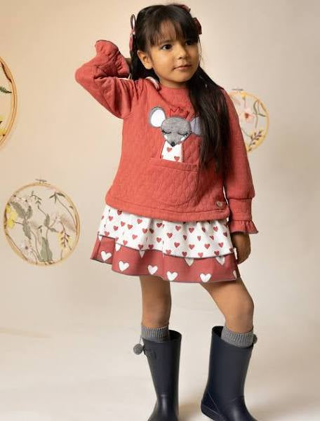 Vestido ratoncita de niña - Basmarti invierno 2024 - Frontal - Moda Infantil Chicle