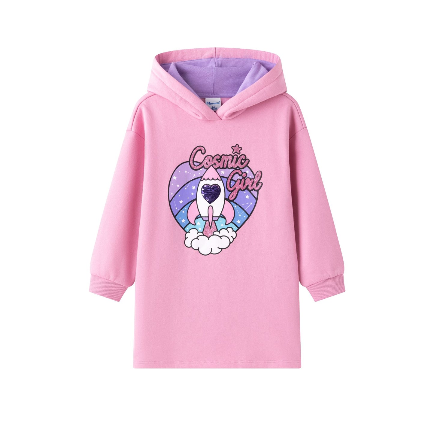 Vestido rosa con cohete - Newness invierno 2024 - Frontal - Moda Infantil Chicle