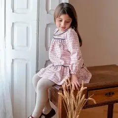 Vestido rosa florecitas - invierno 2024 Coco Acqua - Detalle 1 - Moda Infantil Chicle