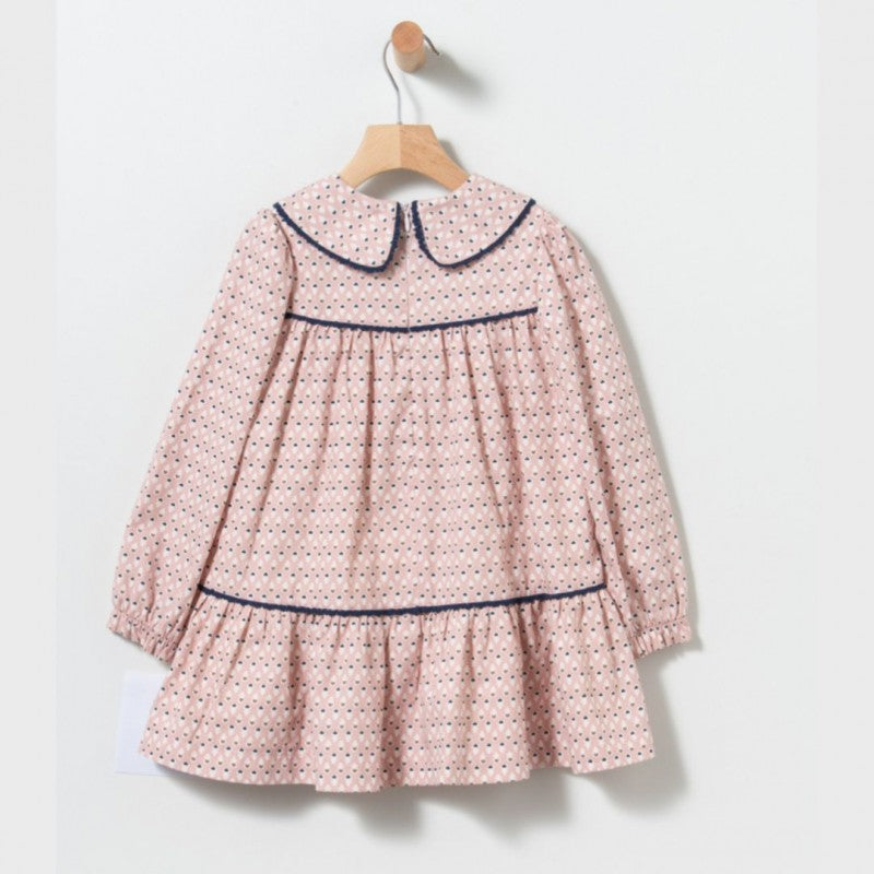Vestido rosa florecitas - invierno 2024 Coco Acqua - Detalle 5 - Moda Infantil Chicle