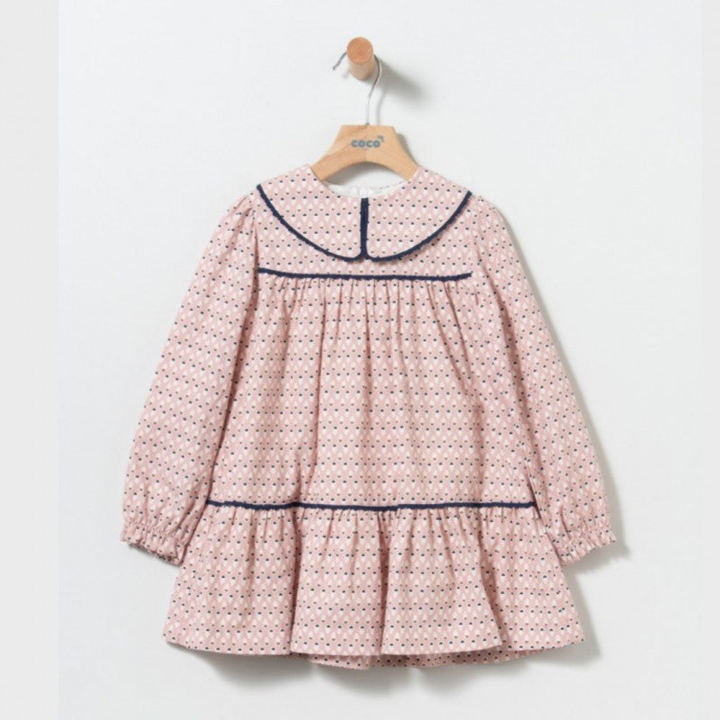 Vestido rosa florecitas - invierno 2024 Coco Acqua - Detalle 6 - Moda Infantil Chicle