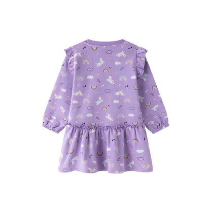 Vestido unicornio morado - Newness invierno 2024 - Detalle 1 - Moda Infantil Chicle