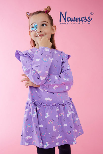 Vestido unicornio morado - Newness invierno 2024 - Detalle 2 - Moda Infantil Chicle